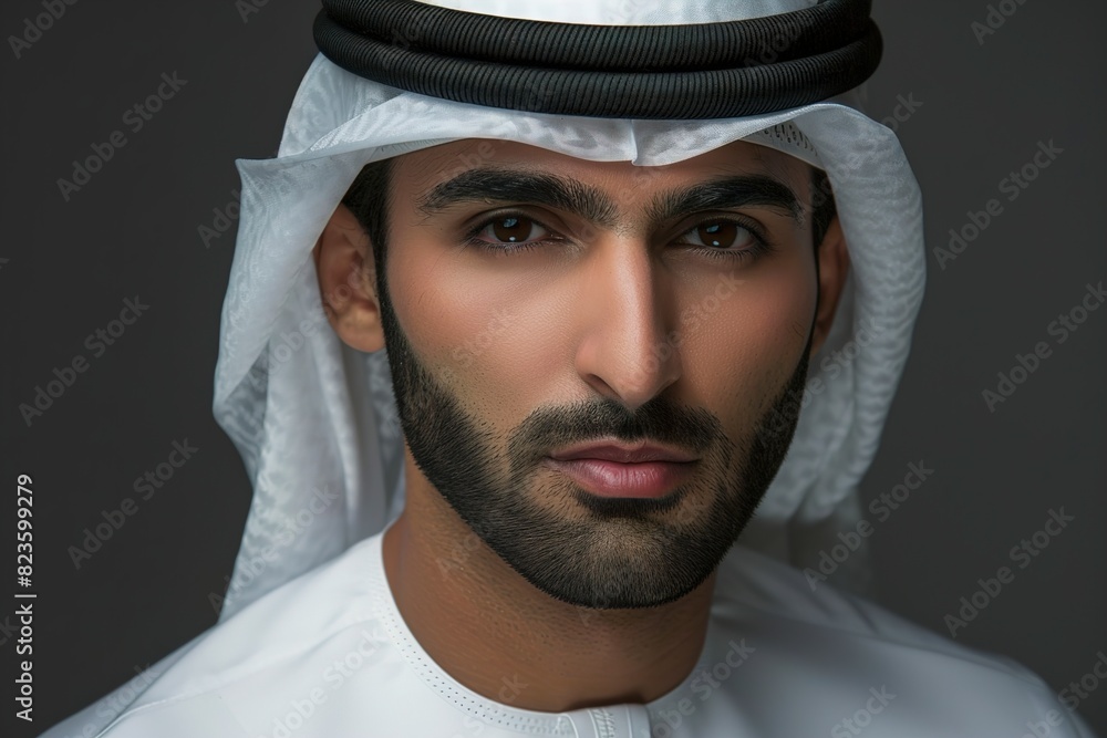Handsome man with traditional white kandura Handsome man with traditional white kandura