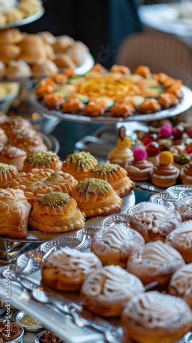 Eid Pastries Close-Up Showcase, Eid feast, Islamic celebration, Family feast.