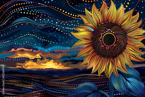 a sunflower with a colorful background photo