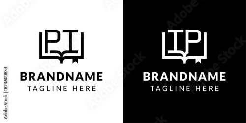 Letters IP and PI Book Logo, suitable for business related to book with IP or PI initials