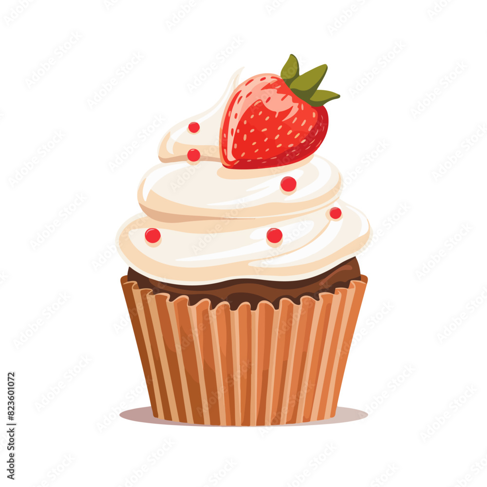 Illustration of a berry cupcake on a white background. Illustration of a berry cupcake on a white background.