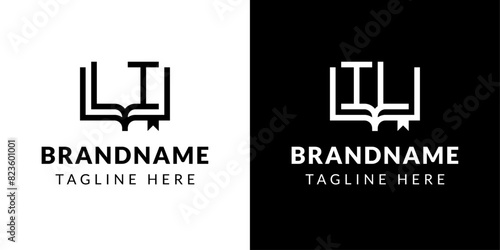 Letters IL and LI Book Logo, suitable for business related to book with IL or LI initials