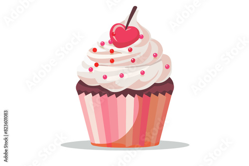 Illustration of a berry cupcake on a white background.