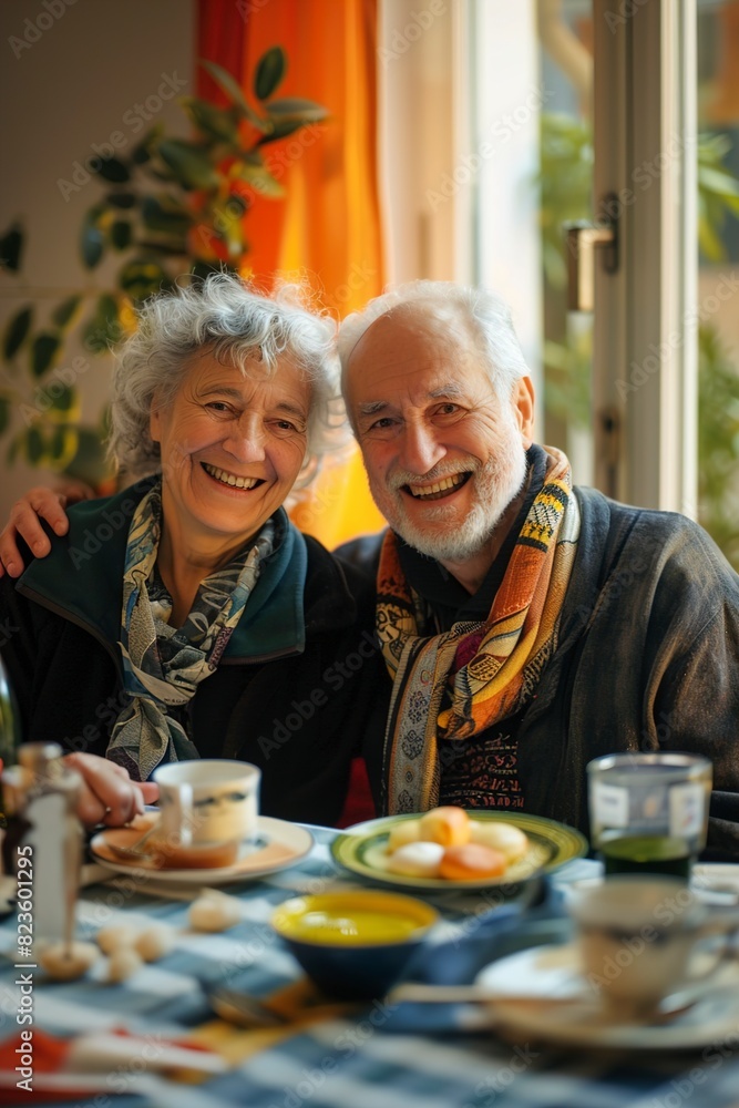 Happy senior couple having breakfast at home Married Happy senior couple having breakfast at home Married