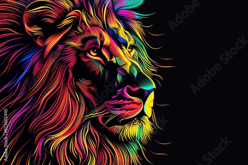 a colorful lion with mane