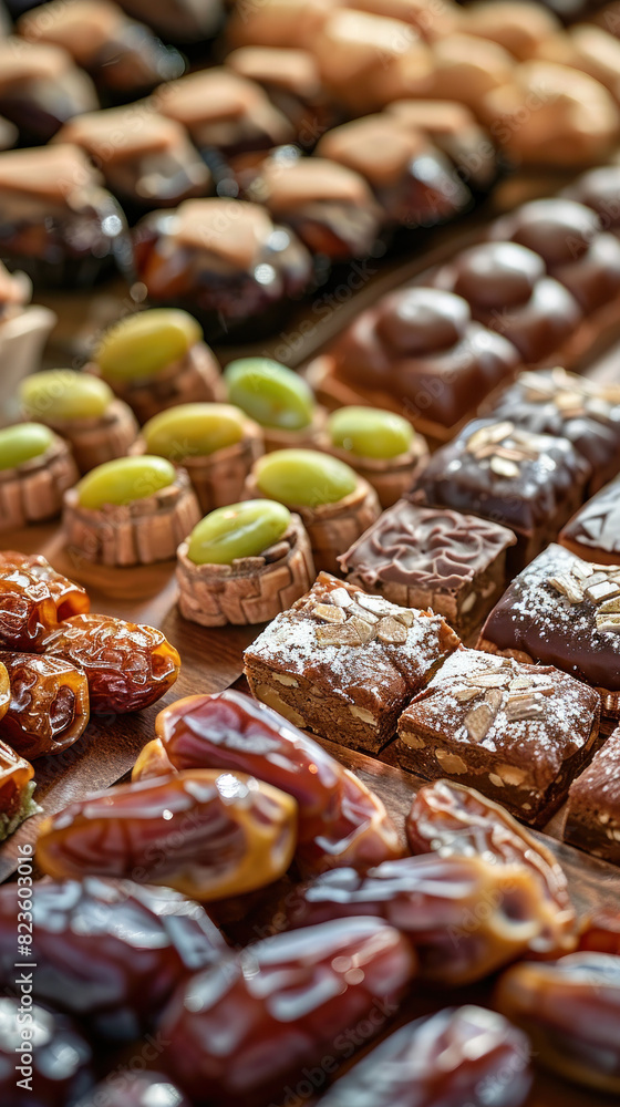 Eid Sweets and Dates Festivity, Eid feast, Islamic celebration, Family feast. Eid Sweets and Dates Festivity, Eid feast, Islamic celebration, Family feast.