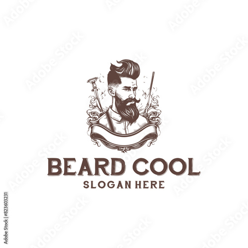 Beard man logo vector illustration © Wagiman Studio