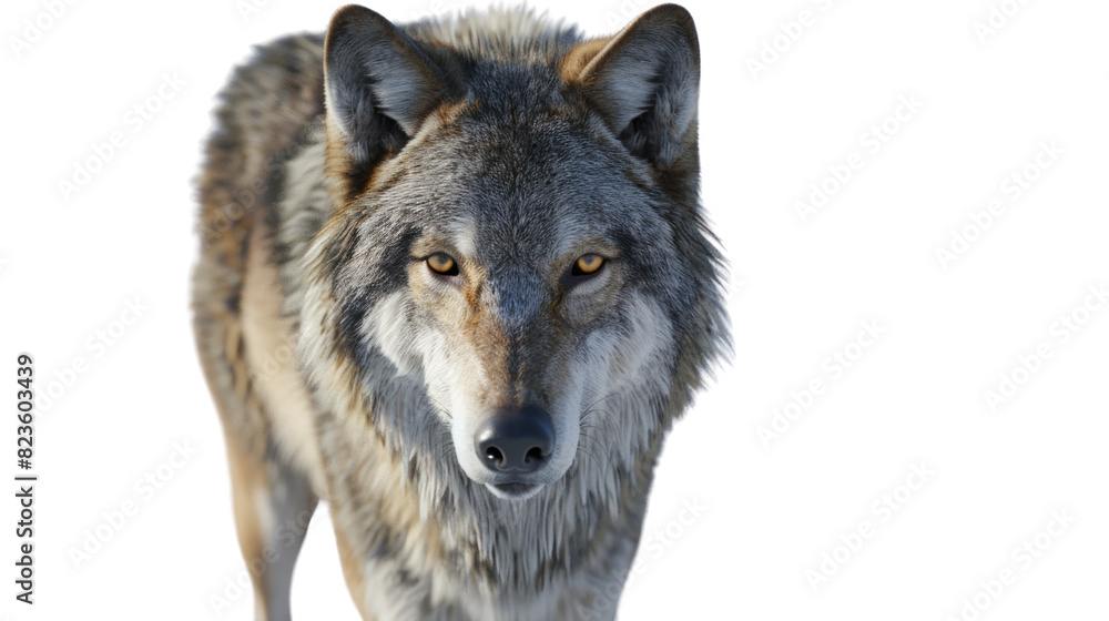 Fototapeta premium Gray wolf on a white background