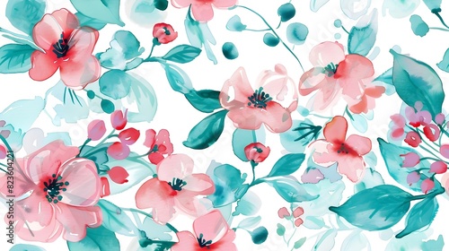Vibrant Floral Watercolor Painting with Blooming Botanical Patterns