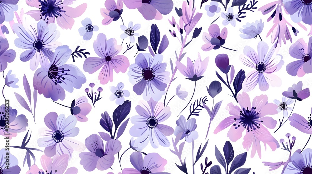Vibrant Violet Floral Pattern for Elegant Botanical Designs