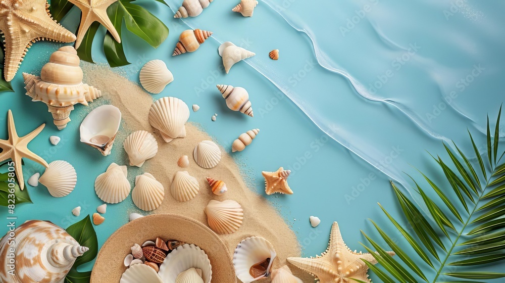 summer activities going to the beach discovery flat design top view ...