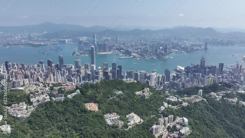 Aerial drone skyview of Hong Kong Kowloon Victoria Harbour Financial Tsim Sha Tsui Hung Hom Central Admiralty Wan Chai Causeway Bay CBD commercial financial business Aerial drone skyview of Hong Kong Kowloon Victoria Harbour Financial Tsim Sha Tsui Hung Hom Central Admiralty Wan Chai Causeway Bay CBD commercial financial business
