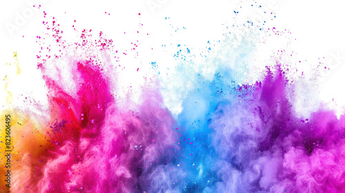 Wallpaper Mural Holi colorful rainbow colors, colored powder explosions, white background. Torontodigital.ca