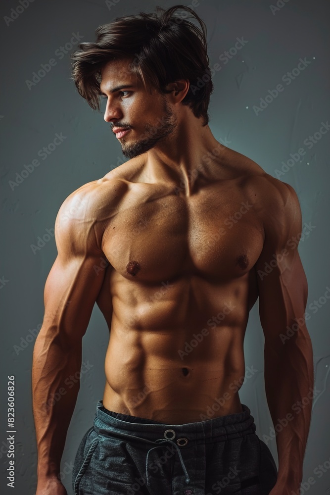 Portrait of a sexy young man with muscular body posing Portrait of a sexy young man with muscular body posing
