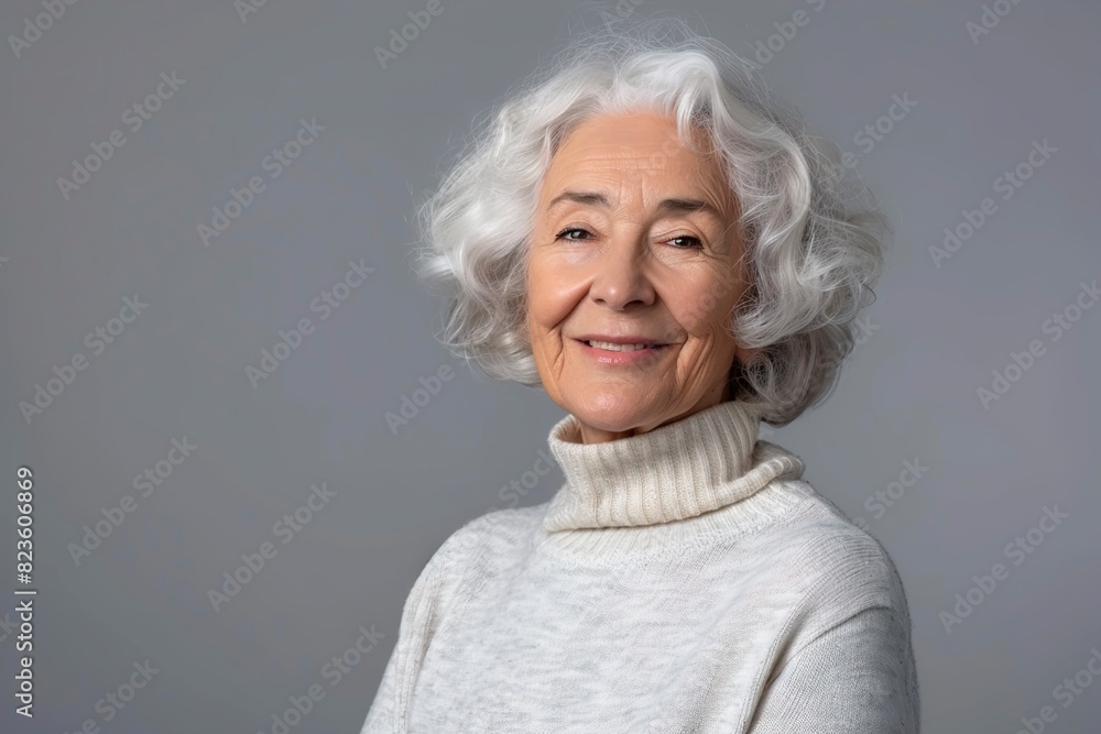 Portrait of a smiling senior woman. Studio Portrait of a smiling senior woman. Studio