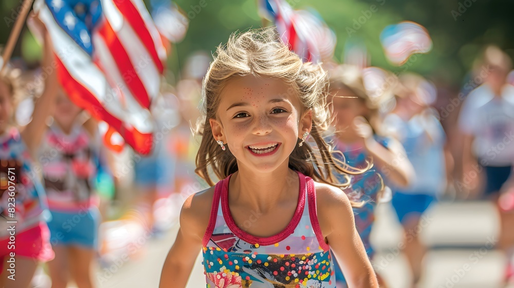 children marching in a Fourth of July parade children marching in a Fourth of July parade