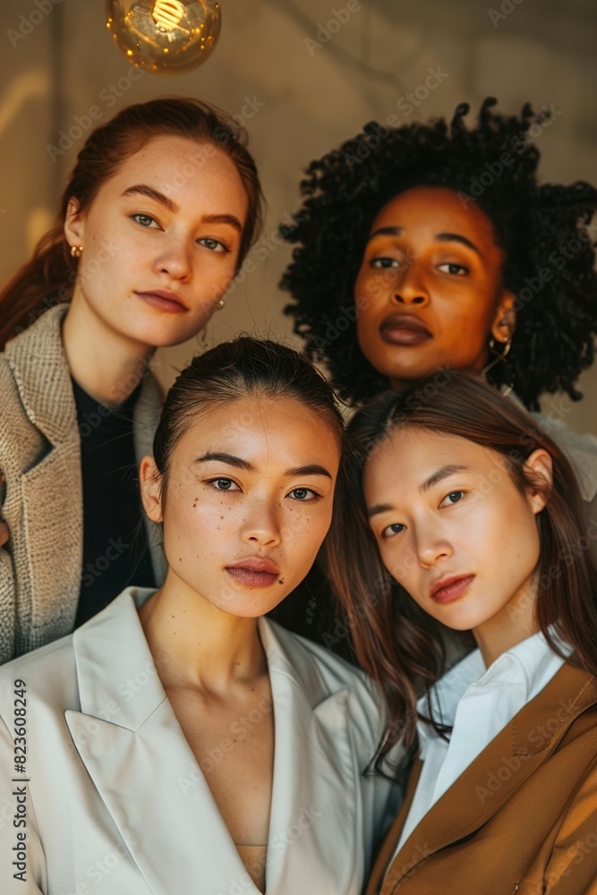 Obraz premium Portrait of four successful young businesswomen together