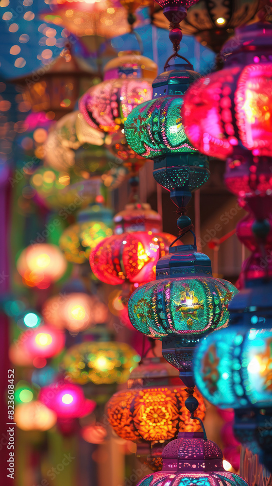 Lively Eid Al-Adha Decorations, Eid feast, Islamic celebration, Family feast.