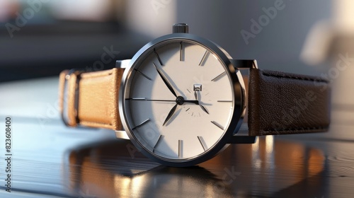 A stylish watch, with a sleek, modern design and a sophisticated, minimalist dial.