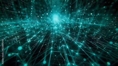 Wallpaper Mural Abstract digital network technology background with glowing dots and lines. High-speed data transmission and futuristic communication concept. Torontodigital.ca