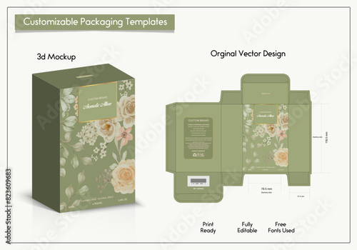 Box packaging die-cut template design. 3d mock-up of colorful and creative box design frames, for packaging, and design of Fragrance Box products Isolated on the background. vector illustration