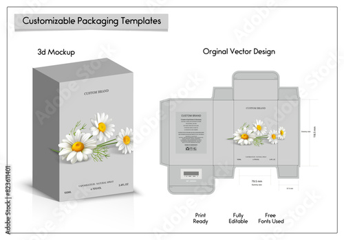 Box Design templates, Box packaging die cut template design. 3d mock-up frames, for packaging, and design of Fragrance Box products. for perfume Isolated on a colorful background. vector illustration