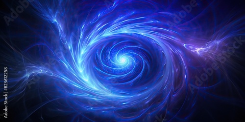 A swirling blue light streak forming a vortex, with glowing lines radiating outwards