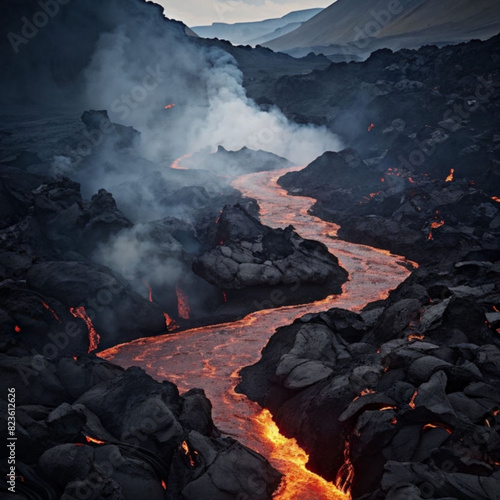 Volcanic lava flow