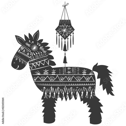 Silhouette mexican pinata black color only