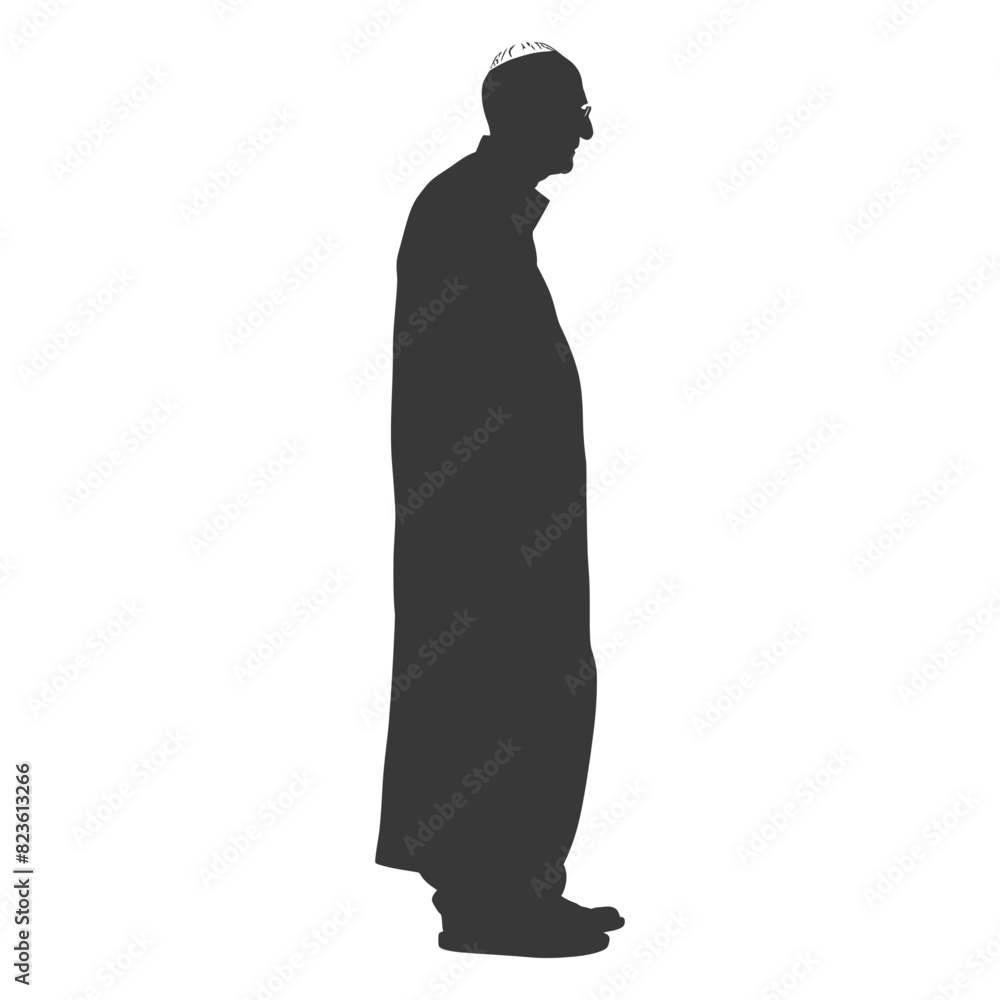 Silhouette muslim elderly man black color only Silhouette muslim elderly man black color only