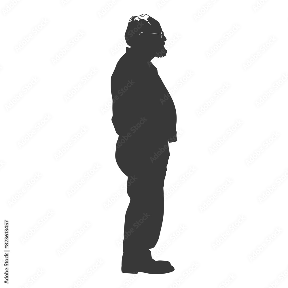 Silhouette muslim elderly man black color only Silhouette muslim elderly man black color only