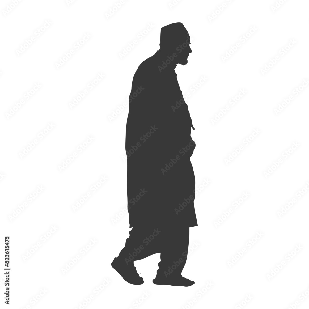 Silhouette muslim elderly man black color only