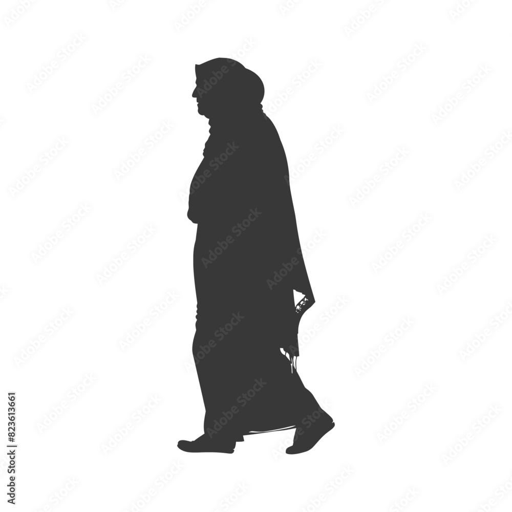 Silhouette muslim elderly woman black color only Silhouette muslim elderly woman black color only