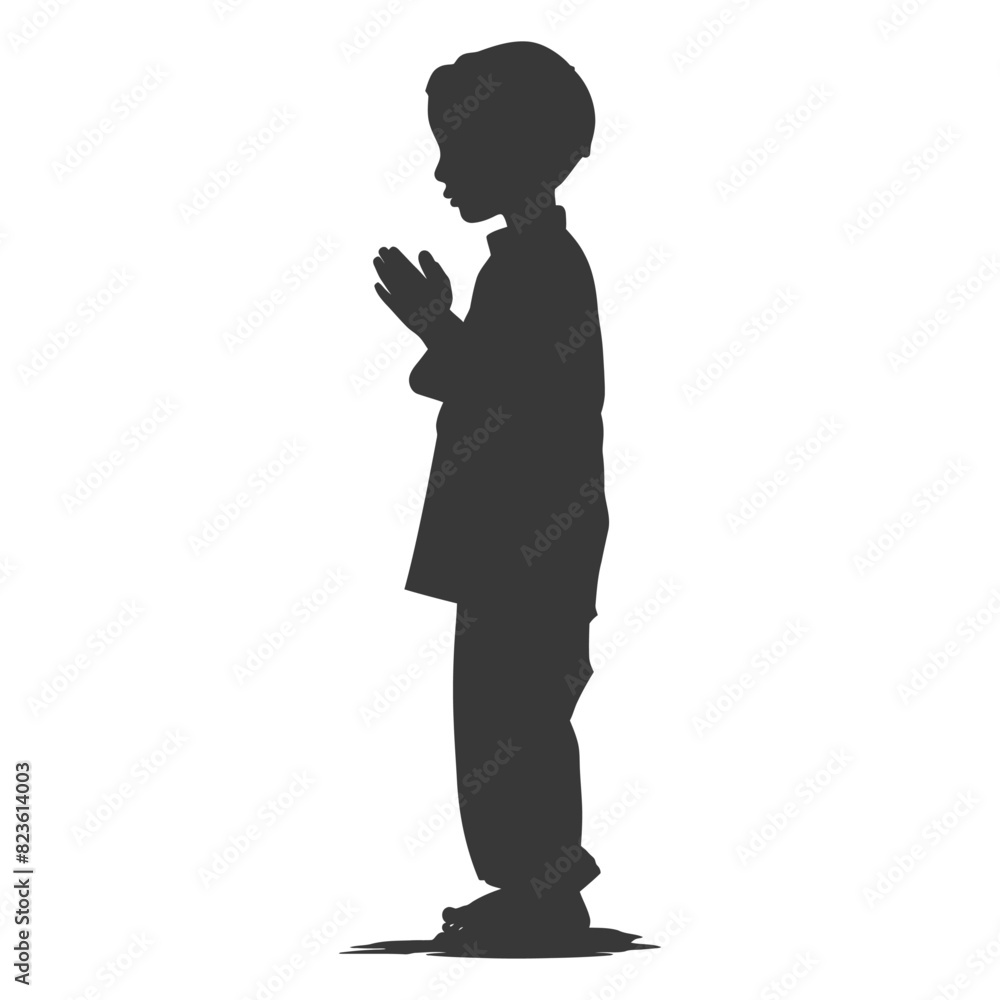 Silhouette muslim little boy black color only Silhouette muslim little boy black color only
