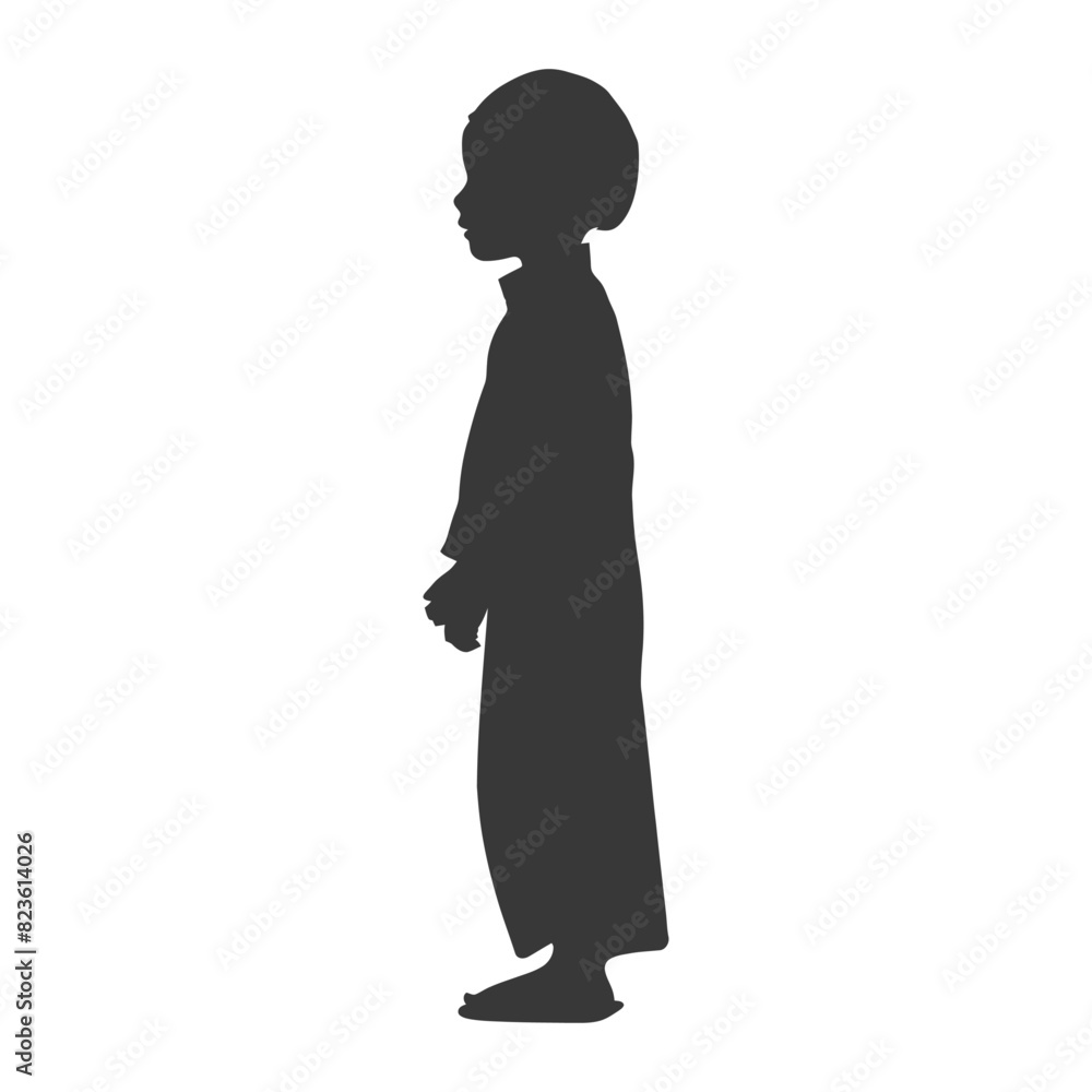 Silhouette muslim little boy black color only