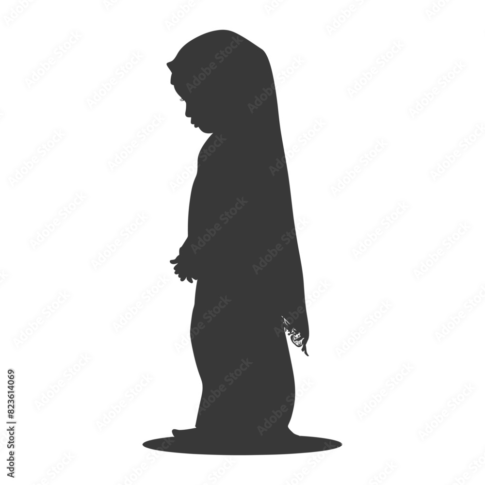 Silhouette muslim little girl black color only