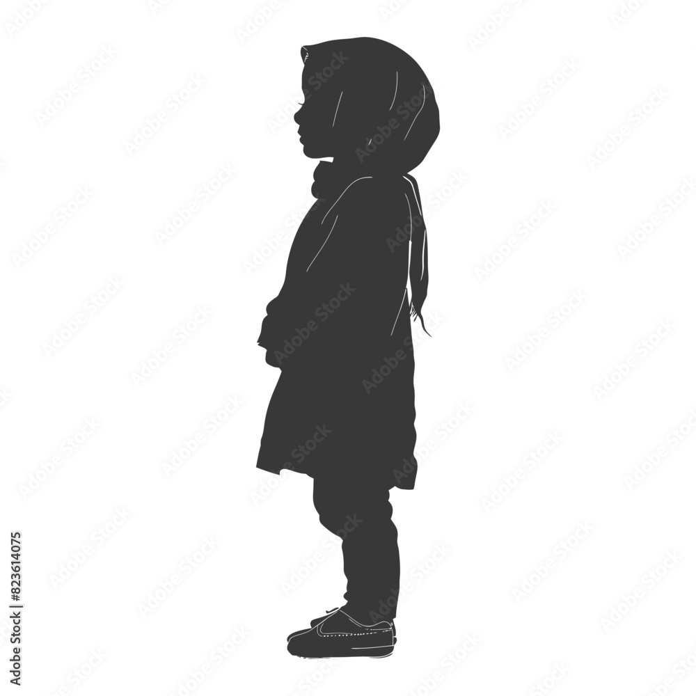 Silhouette muslim little girl black color only