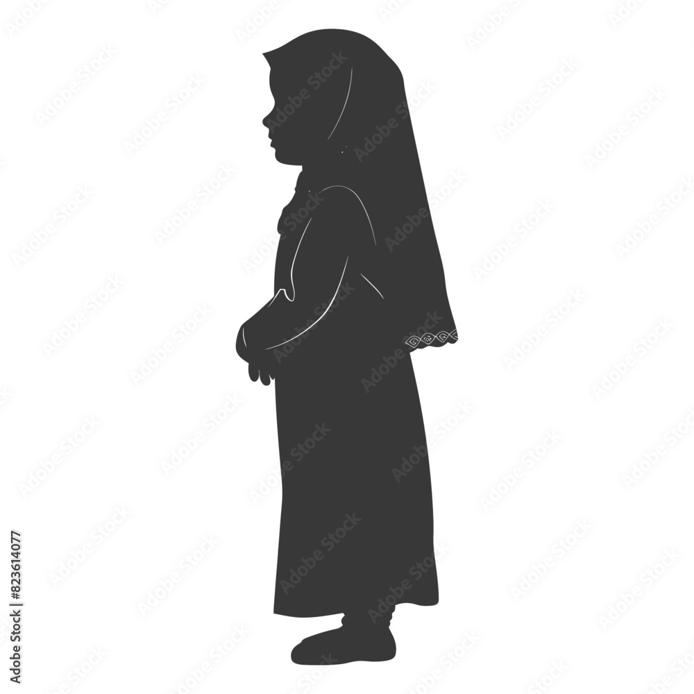 Silhouette muslim little girl black color only Silhouette muslim little girl black color only
