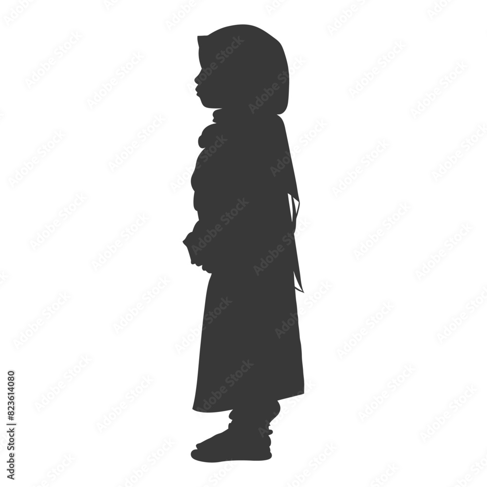 Silhouette muslim little girl black color only