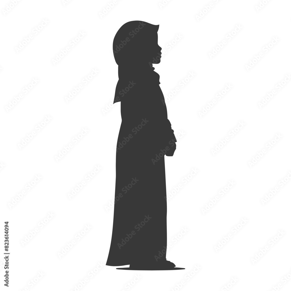 Silhouette muslim little girl black color only