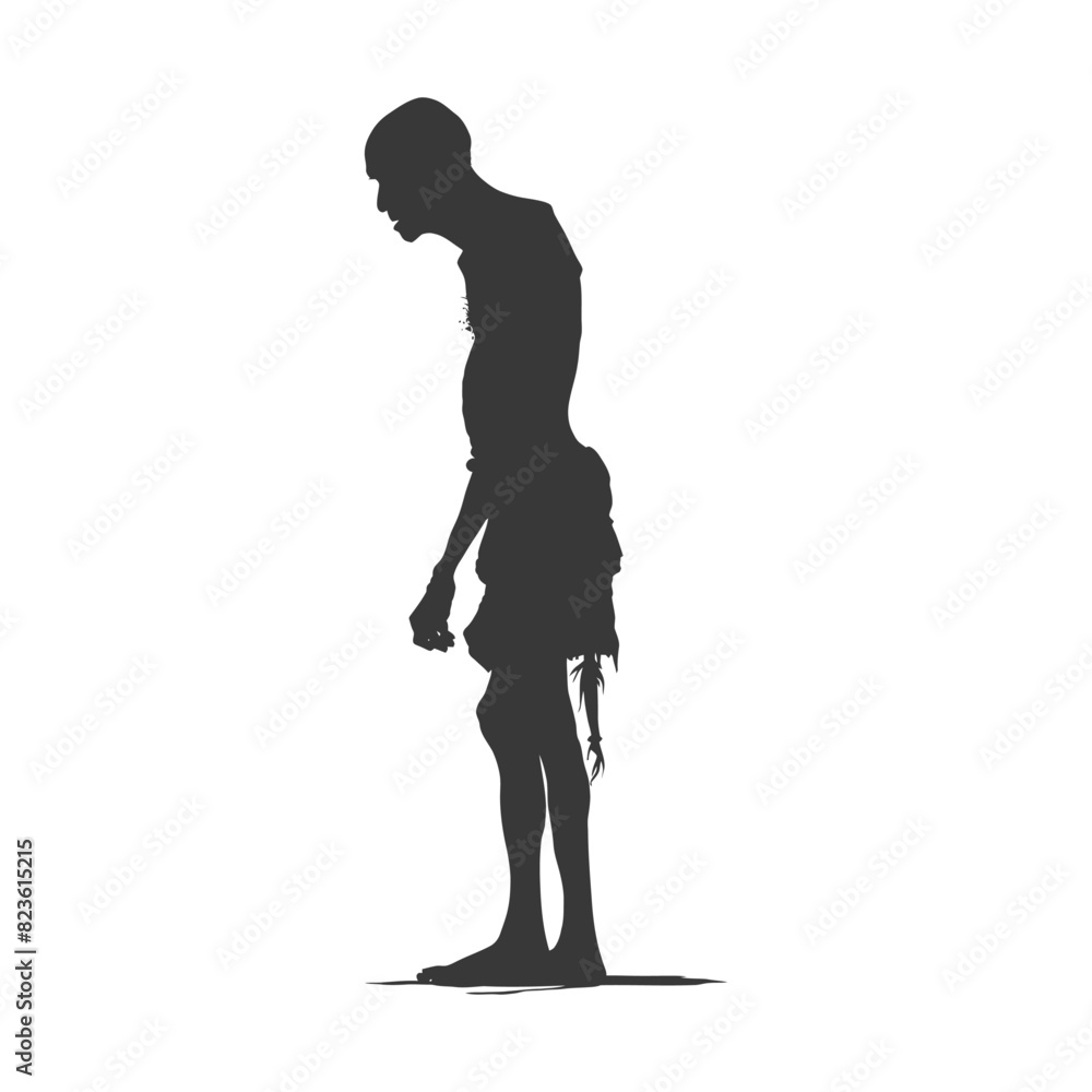 Silhouette native African tribe elderly man black color only Silhouette native African tribe elderly man black color only