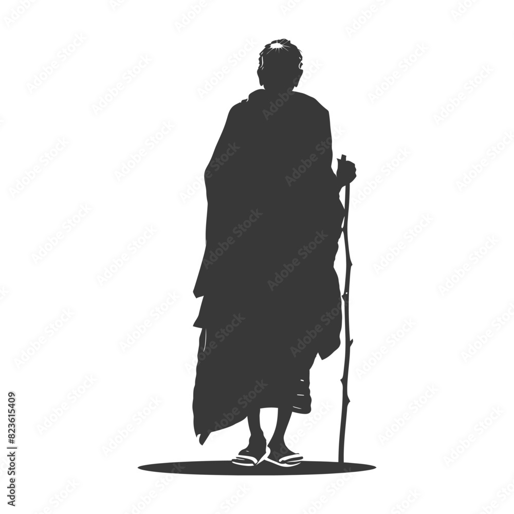 Silhouette native African tribe elderly woman black color only Silhouette native African tribe elderly woman black color only