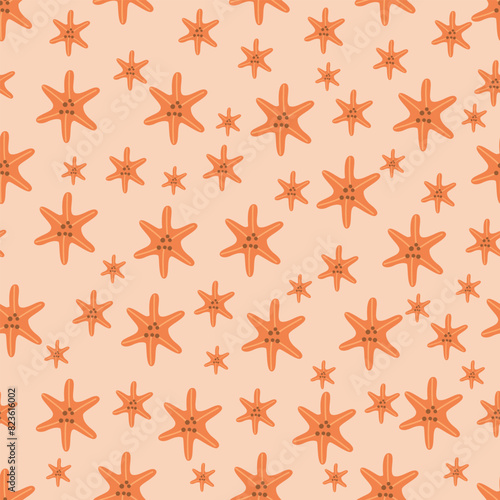 Seamless pattern of starfish. Fashionable starfish pattern for wrapping paper, wallpaper, stickers, notepad cover