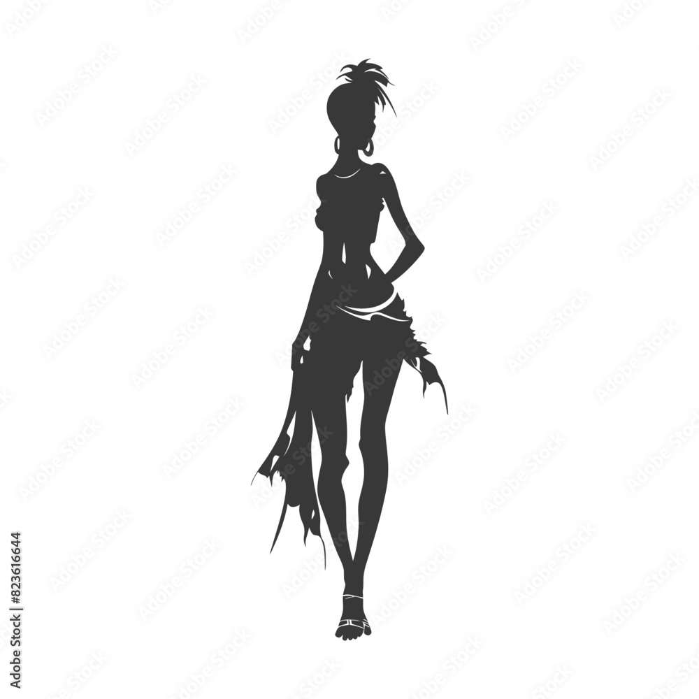 Silhouette native African tribe woman black color only Silhouette native African tribe woman black color only