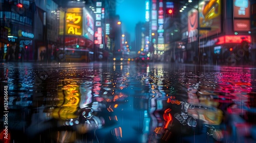 Wallpaper Mural Rain-Soaked Streets Radiate Ethereal Glow from Neon Lights Torontodigital.ca