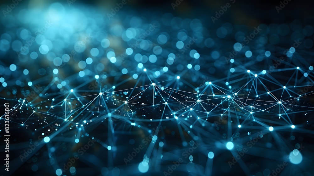 Abstract network connections represented by glowing blue nodes and lines, depicting digital communication and data exchange. Abstract network connections represented by glowing blue nodes and lines, depicting digital communication and data exchange.
