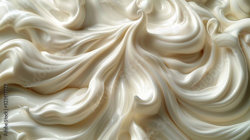 Macro shot capturing the smooth texture of whipped cream