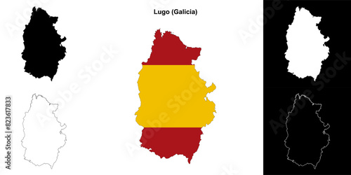 Lugo province outline map set