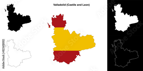 Valladolid province outline map set