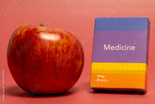medicine box with an apple on the side